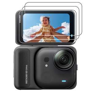 Protection d'écran professionnelle Amazear pour caméra Insta360 GO Ultra, lot de 3, dureté 9H, verre trempé anti-traces de doigts - Product Image 1
