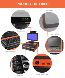 Pos PC màn hình cảm ứng máy in <span class=keywords><strong>MSR</strong></span> đầu đọc thẻ tín dụng máy quét mã vạch thu ngân hộp hệ thống POS tất cả trong một với 58 Mét/80 mét kinh doanh USB - Product Image 4