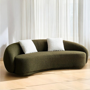 Conjunto de sofá Seccional de terciopelo de peluche moderno italiano Diseño minimalista simple Dormitorio grande Sala de estar Sofá De Luna - Product Image 3