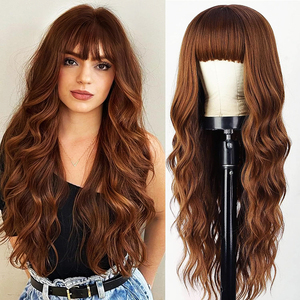 Extensiones de Cabello Largo y Rizado con Ondas Grandes, de Seda Resistente al Calor, Cobertura Completa, Suaves, Ecológicas, para Uso Diario, Color Marrón Oscuro Piano, Directo de Fábrica - Product Image 2