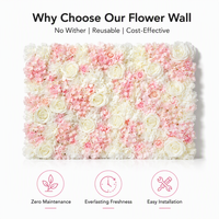 Panneau de fleurs artificielles en soie de roses mélangées en gros pour décoration murale de fond de mariage, événementiel et ornement floral