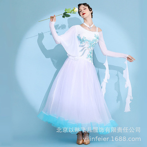New Design Fashion <strong>Retro</strong> Elegant Women Adult Performance Competition Wear White Ballroom Dance <strong>Dress</strong> - Product Image 2