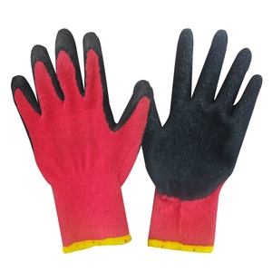 Venta wholesale anti slip coating Nylon knitted Red Palm wrinkled's latex coated Safety and prote - Product Image 5
