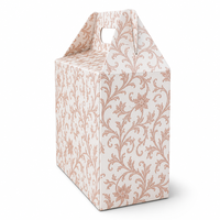 Boîte à dessert florale en carton rigide écologique avec poignée, motif islamique entièrement imprimé, emballage cadeau pour dattes et chocolats