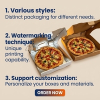 Boîte à pizza carrée en carton ondulé personnalisée avec impression offset, matériau de qualité alimentaire, jetable, fabriquée en Chine, commandes personnalisées acceptées
