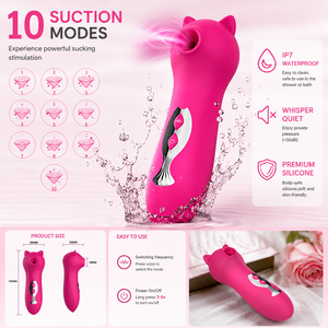 Bâton de massage portable, jouets sexuels pour adultes, stimulation du point G, stimulation du clitoris et des mamelons, vibromasseur mignon en forme d'ours - Product Image 1