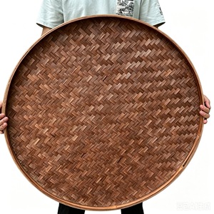 Retro-style bamboo woven winnowing baskets, bamboo sieves, painted round sieves, flat lids, woven products, wholesale from - Product Image 1