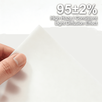 Film diffuseur de lumière PC stable aux UV de 0,2 mm, film diffuseur optique en plastique adhésif blanc laiteux, rouleaux de film diffuseur de lumière LED