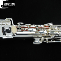 2023 Jingying Music Brass Wind Instruments,Brass Material Overall Silver Plating Classic Soprano Saxophone