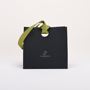 Bolsa de Papel Negra al por Mayor de Gran Demanda con Asa de Cinta de Colores, Bolsa de Papel Negra Premium Personalizada Hecha a Mano, MOQ Bajo - Product Image 3