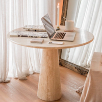 Table à manger ronde en pierre moderne personnalisée Newstar Natural Travertine avec pieds en travertin