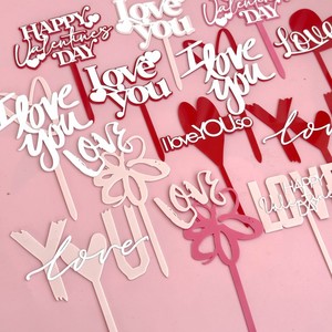 Décoration de gâteau <span class=keywords><strong>en</strong></span> forme de cœur « Je t'aime » <span class=keywords><strong>en</strong></span> acrylique pour la Saint-Valentin, idée cadeau pour la pâtisserie moderne - Product Image 3