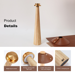 Lampada da Tavolo a <span class=keywords><strong>LED</strong></span> Ricaricabile Touch Dimmerabile DC, Design Europeo in Legno, per Hotel, Bar, Caffetterie, Sale Lettura - Offerta Speciale - Product Image 5