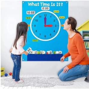 Anging on the Wall-<span class=keywords><strong>Reloj</strong></span> de aprendizaje para niños, juguetes de fieltro para contar historias, tablero ocupado, kit de juego para preescolar - Product Image 1