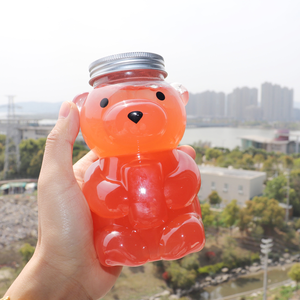 Bán buôn chai nhựa PET trong suốt 400ml hình gấu dễ thương, dùng đựng nước ép, trà sữa, có nắp đậy - Product Image 5