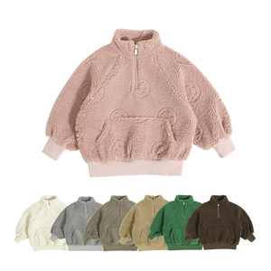 Commercio all'ingrosso nuovo arrivo inverno abbigliamento per bambini dolcevita <span class=keywords><strong>con</strong></span> <span class=keywords><strong>cerniera</strong></span> top Kangaroo Pocket Design materiale caldo ragazze felpa - Product Image 1