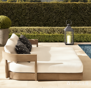Chaise longue de jardin en teck massif de qualité supérieure, résistante aux intempéries, pour terrasse, piscine, ou extérieur. - Product Image 5