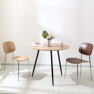 Chaise de salle à manger minimaliste en bois massif couleur noyer naturel avec dossier pour la maison, le café, la salle de réunion - Product Image 1