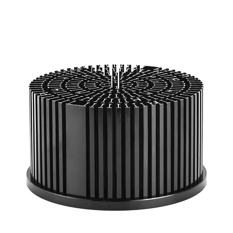 120W Diameter 180Mm En Hoogte 100Mm Zwart Anodiseren Ronde Led Licht Pin Fin Aluminium Led Radiator Heatsink 180Mm