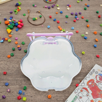 Organisateur de boîte en plastique en forme de fleur Portable pour bijoux et cosmétiques pour enfants mallette de rangement pour boucles d'oreilles anneaux chaîne perlée de bureau