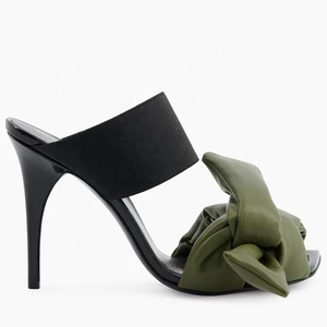 Women's Puffy Knotted Straps Sandals High Heels Stiletto Dress Mules Party Stretch Band on Slippers <b>Shoes</b> - Product Image 6