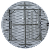 Table ronde pliante robuste avec cadre en métal solide + plateau en plastique imperméable (parfaite pour les événements commerciaux/banquets)