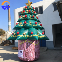 Sapin de Noël gonflable géant personnalisé avec base en tronc d'arbre, décoration de Noël pour les fêtes en plein air, les centres commerciaux, les cours et les festivals