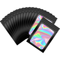 Bolsa de embalaje holográfica con cierre de cremallera de plástico Mylar para almacenamiento de alimentos, brillo de labios, joyería, pestañas, pequeña empresa con logotipo