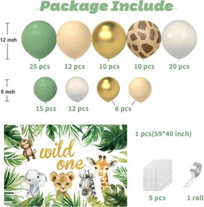 Arche de ballons sur le thème de la <span class=keywords><strong>jungle</strong></span> Safari Girafe Grain Abricot Or Blanc Sable Ballons pour Baby Shower 1er <span class=keywords><strong>anniversaire</strong></span> de garçon <span class=keywords><strong>Décoration</strong></span> de fête - Product Image 3