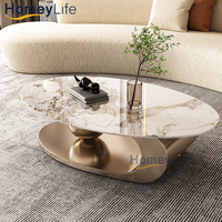 Table basse ovale en marbre noir pour hôtel, hall d'entrée, appartement - Fournisseur de meubles pour projets