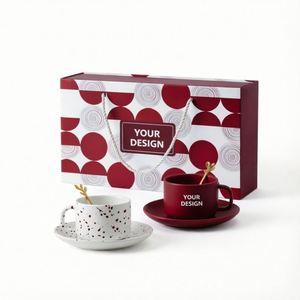 Premium Ceramic Coffee <b>Cup</b> Set Matching Bag Matte Finish Porcelain <b>Espresso</b> <b>Cup</b> Gold Spoon for Father's Day - Product Image 1