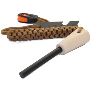 5/16" Thick Bushcraft Firesteel Wooden Handle Ferrocerium Rod <strong>Firestarter</strong> <strong>Stick</strong> with Paracord Handle - Product Image 3