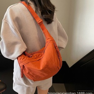 Casual <b>Canvas</b> Crossbody <b>Bag</b> Solid Color Zipper Closure <b>Large</b> Capacity Dumpling <b>Bag</b> For Everyday Outfits Spring 2025 - Product Image 1
