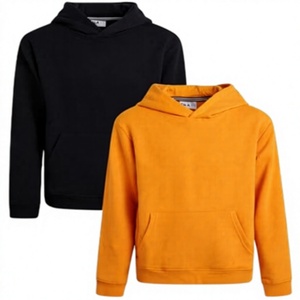 Sudadera con Capucha de Algodón para Niños, Informal, para Otoño, Naranja y Negro, Manga Larga, Sin Forro, Teñido Liso - Product Image 2