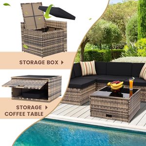 Dwoo Modern Design Garden 8 Pieces <b>Outdoor</b> <b>Rattan</b> Patio Furniture Outside All Weather Sectional Set - Product Image 4