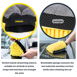 Rửa Xe Tay Mềm Chenille Sợi Nhỏ Không Thấm Nước Làm Sạch Găng Tay Găng Tay Nhanh Chóng Khô Bền 19x26cm - Product Image 3