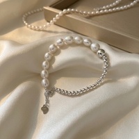 Bracelet en argent sterling 925 fait main avec perles d'eau douce pour femmes, bijoux fins, bracelets et joncs en perles