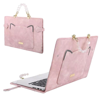 Sac pour ordinateur portable tendance pour femme, en cuir véritable fin, avec poignée perlée, grande capacité, étanche, compatible MacBook Air Pro 15 OEM