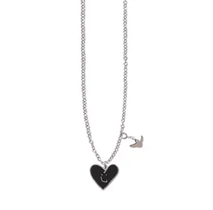 Inspire Jewelry Highest Standards & Quality Materials Unique Hypoallergenic Dainty Fashion 18K PVD Black Enamel Heart Necklace