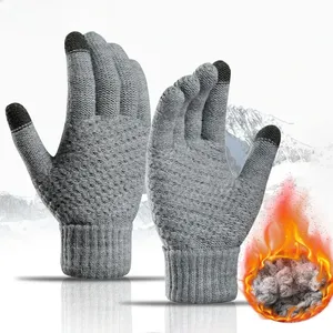 Gants à Doigts Complets pour Femmes et Hommes avec Technologie d'Écran Tactile, Moufles d'Hiver Chaudes en Tricot Jacquard, Style Classique - Product Image 1