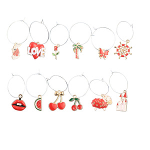 Fruit Series Wine Glass Rings Metal Red Hanging Buckles For Party Valentine'S Day 40-60 Pcs - Product Image 4