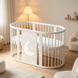 Cunas Ovaladas de Madera, Muebles Infantiles para Niñas y Niños, Cuna Portátil para Bebés - Product Image 3