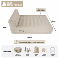 Matelas Gonflable Queen Size avec Pompe à Batterie Intégrée, Tissu Stratifié, 40 cm, Portable pour la Maison et le Camping, ODM