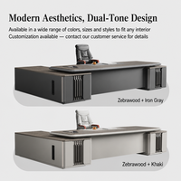 Bureau de direction en forme de L, table moderne pour patron avec espace pour ordinateur, double tiroirs, armoire latérale réversible