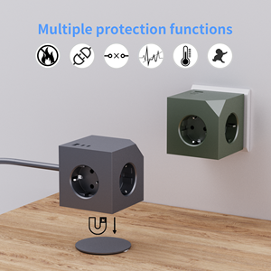 Enchufe de Extensión con Cubo KC/CB, Carga Rápida PD de 20 W, Enchufe Moderno con 3 Puertos USB y 3 Tomas de Corriente Alterna, Función Magnética, Corea/Alemania - Product Image 3