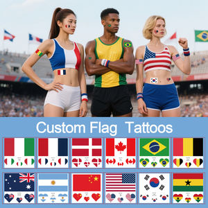 На заказ многострановой патриотический флаг Временные татуировки водонепроницаемая бумага для спортивных мероприятий наклейки для тела длительностью 3-7 дней - Product Image 2