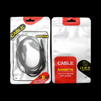 Pochette d'emballage transparente pour câble de chargement de téléphone avec fermeture éclair refermable et trou de suspension