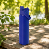 Bouteille isotherme sport personnalisée avec logo, 12 oz, double paroi, en acier inoxydable thermolaqué, avec paille et couvercle à ouverture rapide
