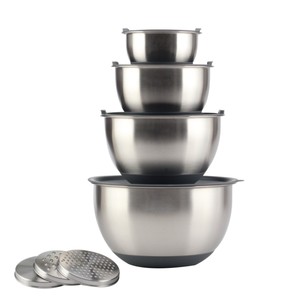 Ensemble de 4 bols à mélanger en acier inoxydable, idéal pour la cuisson, la préparation, la cuisson et le service des aliments - Product Image 1