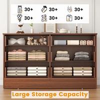 Commode à 6 tiroirs en bois, commode moderne pour chambre à coucher, armoire de rangement avec poignées métalliques, taille personnalisée